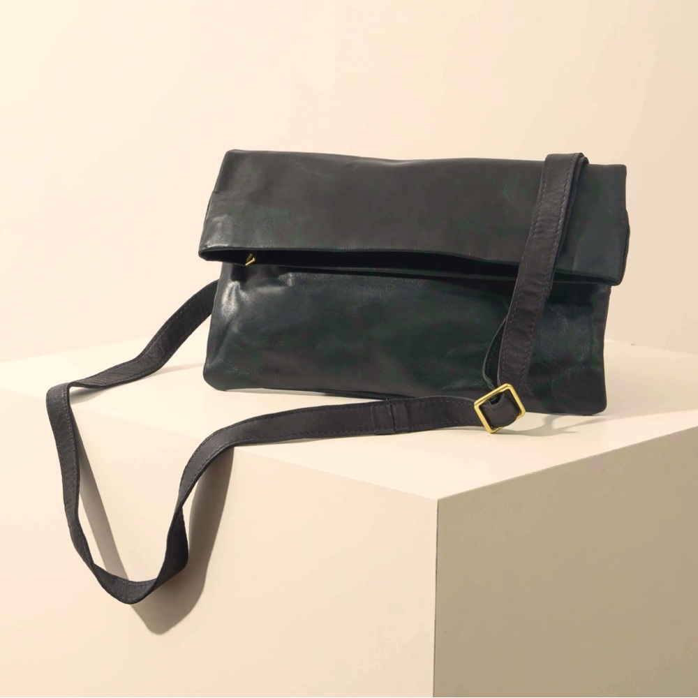 Foldover Crossbody Clutch, Black